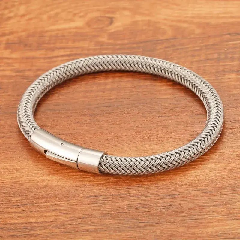 Stylish Black and White Titanium Steel Rope Bracelet for Couples - Wholesale Lovers Gift with Free Shipping - Lacatang Shop