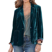 Stylish Women Coat Warm Fashion Golden Velvet Small Suit Jacket Long Sleeve 3D Cutting Office Outerwear - Lacatang Shop