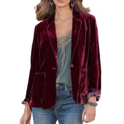 Stylish Women Coat Warm Fashion Golden Velvet Small Suit Jacket Long Sleeve 3D Cutting Office Outerwear - Lacatang Shop