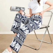 Summer Palazzo Pants with Pockets for Women Drawstring High Waisted Wide Leg Bohemian Elephant Printed Lounge Trousers - Lacatang Shop