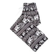 Summer Palazzo Pants with Pockets for Women Drawstring High Waisted Wide Leg Bohemian Elephant Printed Lounge Trousers - Lacatang Shop
