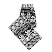 Summer Palazzo Pants with Pockets for Women Drawstring High Waisted Wide Leg Bohemian Elephant Printed Lounge Trousers - Lacatang Shop