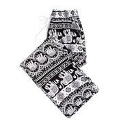 Summer Palazzo Pants with Pockets for Women Drawstring High Waisted Wide Leg Bohemian Elephant Printed Lounge Trousers - Lacatang Shop