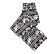 Summer Palazzo Pants with Pockets for Women Drawstring High Waisted Wide Leg Bohemian Elephant Printed Lounge Trousers - Lacatang Shop