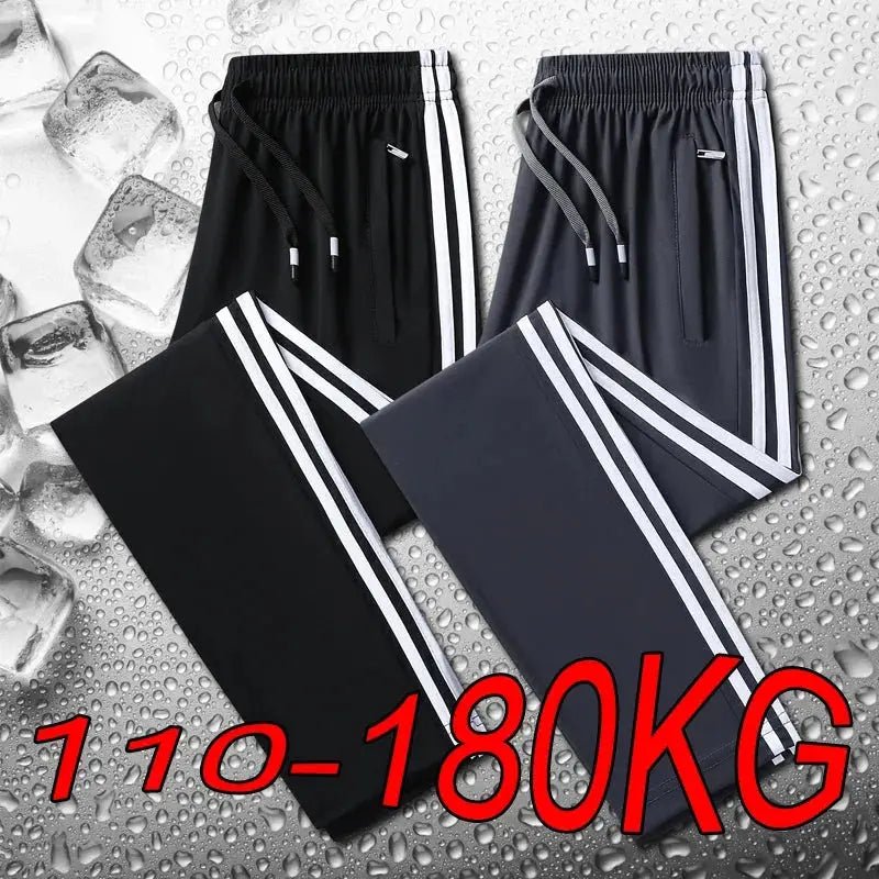 Summer Plus Size Trousers M - 8XL Ice Silk Three - bar Casual Pants Men's Loose Casual Ultra - thin Sports Fitness Jogger Trousers Men - Lacatang Shop