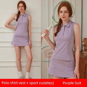 Summer Women's Quick - Drying Sports Dress Tennis Skirt Badminton Skirt Running Tennis Suit One - Piece Exercise Skirt Sleeveless - Lacatang Shop