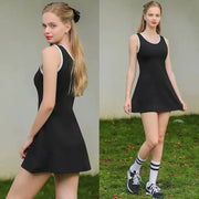 Summer Women's Quick - Drying Sports Dress Tennis Skirt Badminton Skirt Running Tennis Suit One - Piece Exercise Skirt Sleeveless - Lacatang Shop