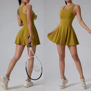 Summer Women's Quick - Drying Sports Dress Tennis Skirt Badminton Skirt Running Tennis Suit One - Piece Exercise Skirt Sleeveless - Lacatang Shop