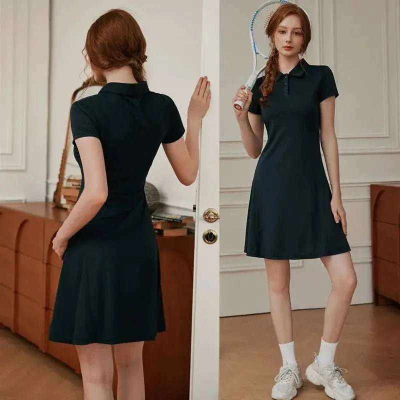 Summer Women's Quick - Drying Sports Dress Tennis Skirt Badminton Skirt Running Tennis Suit One - Piece Exercise Skirt Sleeveless - Lacatang Shop