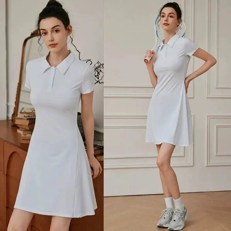 Summer Women's Quick - Drying Sports Dress Tennis Skirt Badminton Skirt Running Tennis Suit One - Piece Exercise Skirt Sleeveless - Lacatang Shop