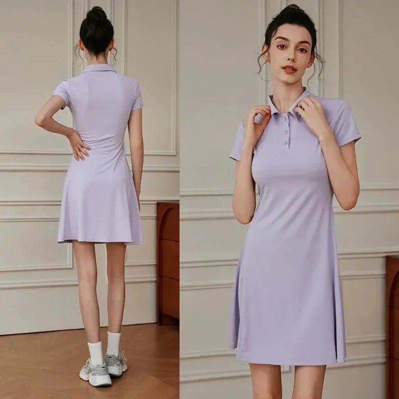 Summer Women's Quick - Drying Sports Dress Tennis Skirt Badminton Skirt Running Tennis Suit One - Piece Exercise Skirt Sleeveless - Lacatang Shop