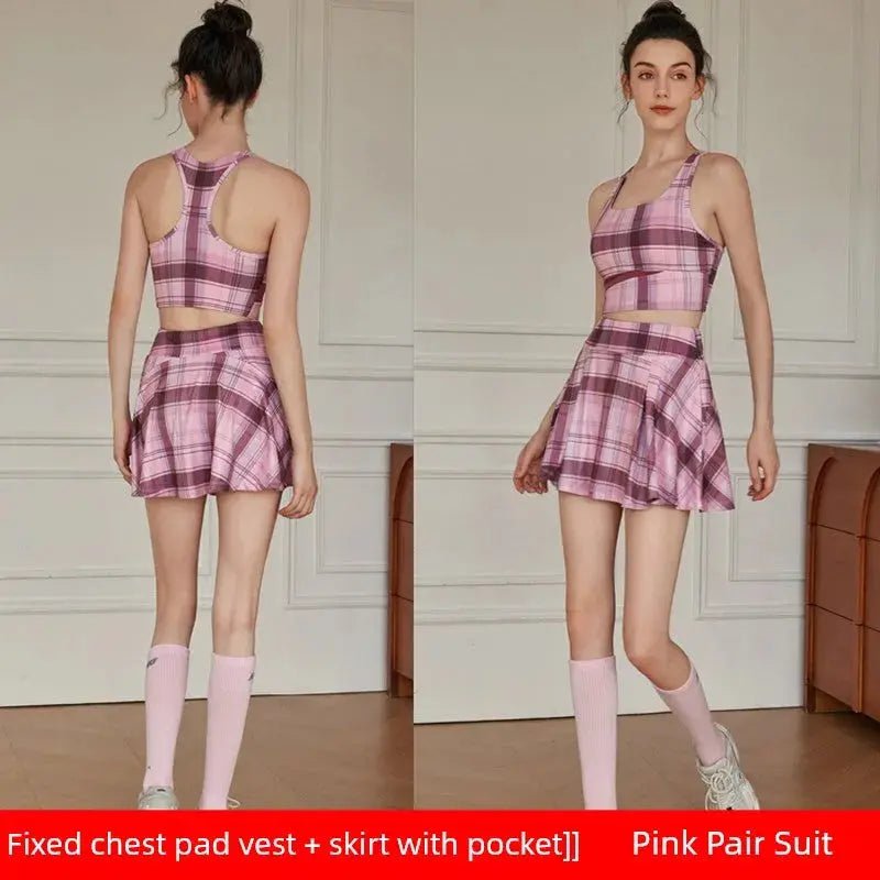 Summer Women's Quick - Drying Sports Dress Tennis Skirt Badminton Skirt Running Tennis Suit One - Piece Exercise Skirt Sleeveless - Lacatang Shop