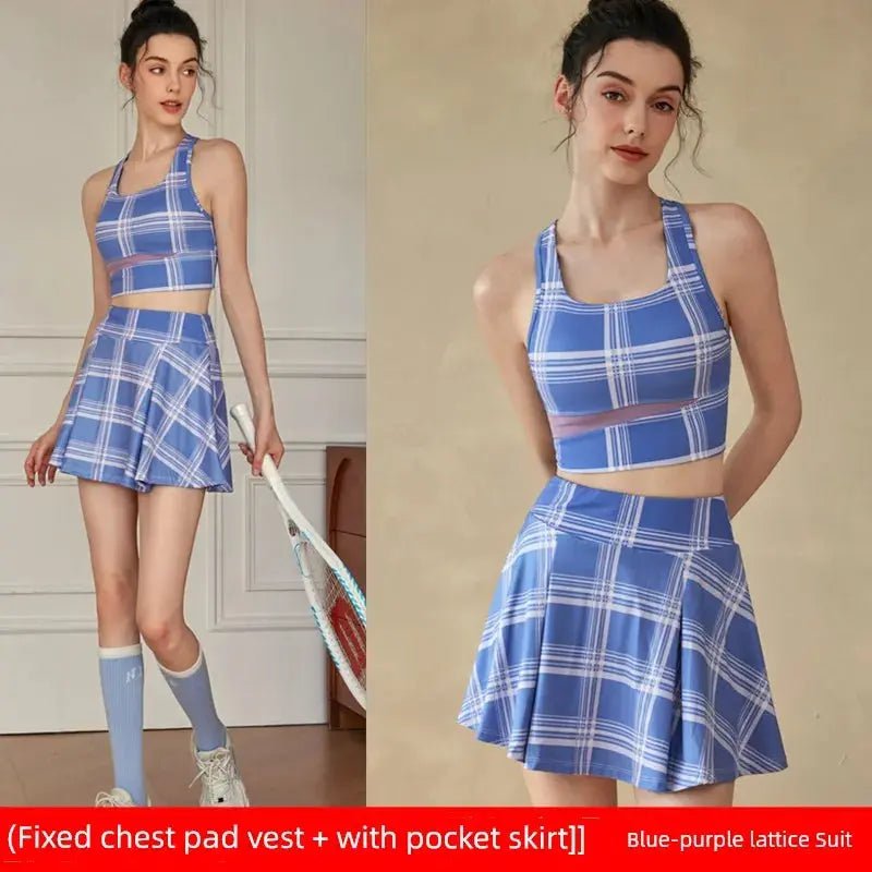 Summer Women's Quick - Drying Sports Dress Tennis Skirt Badminton Skirt Running Tennis Suit One - Piece Exercise Skirt Sleeveless - Lacatang Shop