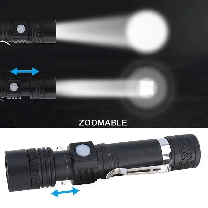 Super Bright 90000LM LED Tactical Flashlight Zoomable with Rechargeable Battery - Lacatang Shop