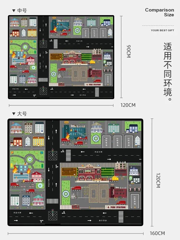 Thickened Cartoon Crawling Carpet for Kids - Drop - Resistant Play Mat for Reading and Parking Area - Lacatang Shop