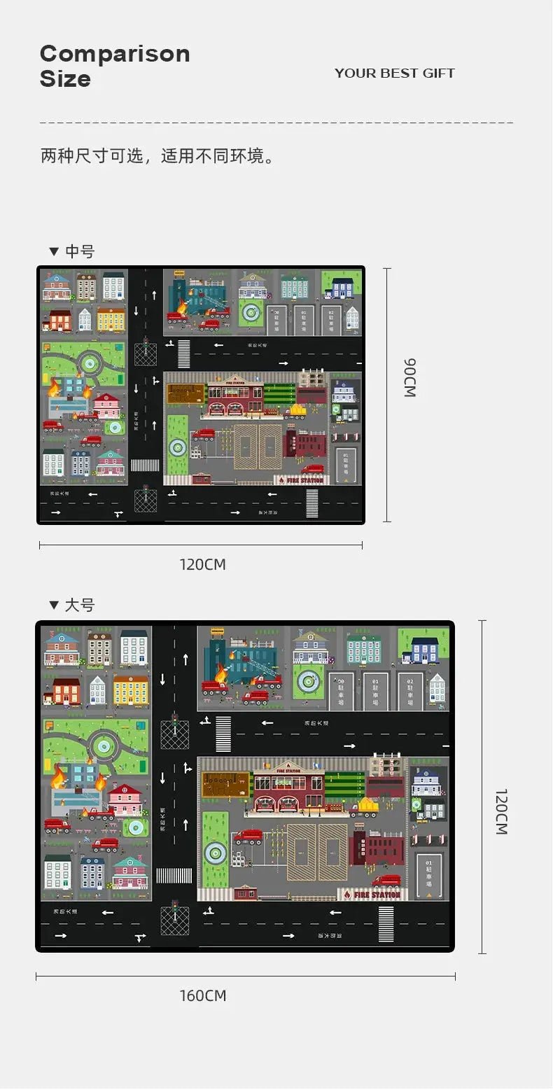 Thickened Cartoon Crawling Carpet for Kids - Drop - Resistant Play Mat for Reading and Parking Area - Lacatang Shop