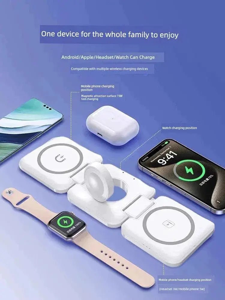 Three - in - One Magnetic Foldable Fast Charging Base Bracket Apple - Lacatang Shop