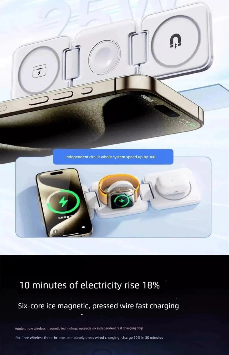 Three - in - One Magnetic Foldable Fast Charging Base Bracket Apple - Lacatang Shop