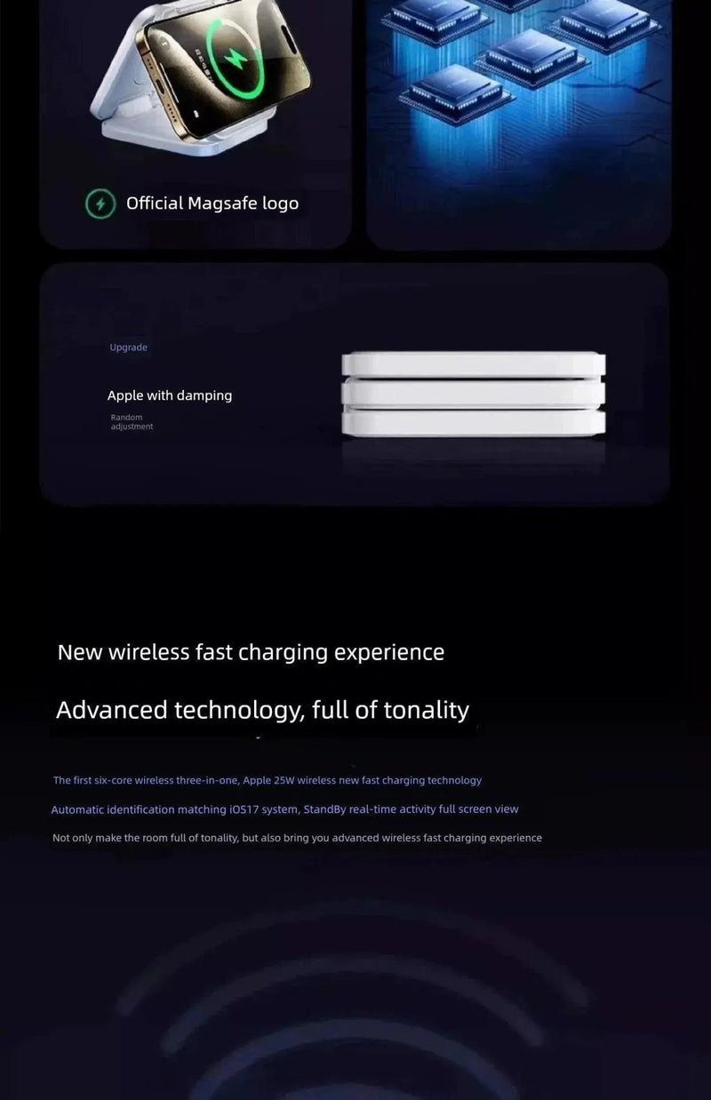 Three - in - One Magnetic Foldable Fast Charging Base Bracket Apple - Lacatang Shop