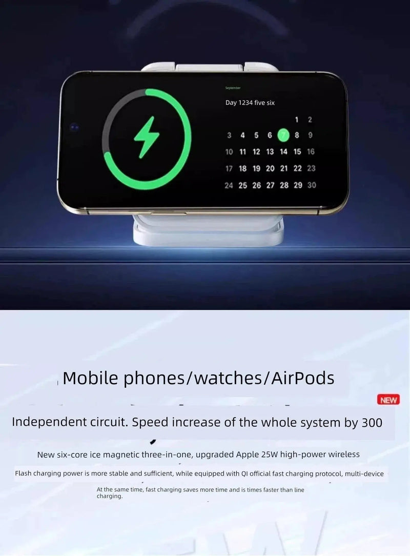 Three - in - One Magnetic Foldable Fast Charging Base Bracket Apple - Lacatang Shop