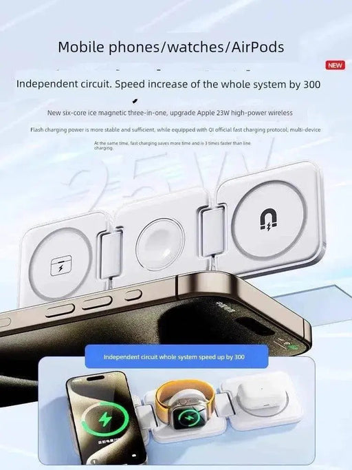 Three - in - One Magnetic Foldable Fast Charging Base Bracket Apple - Lacatang Shop