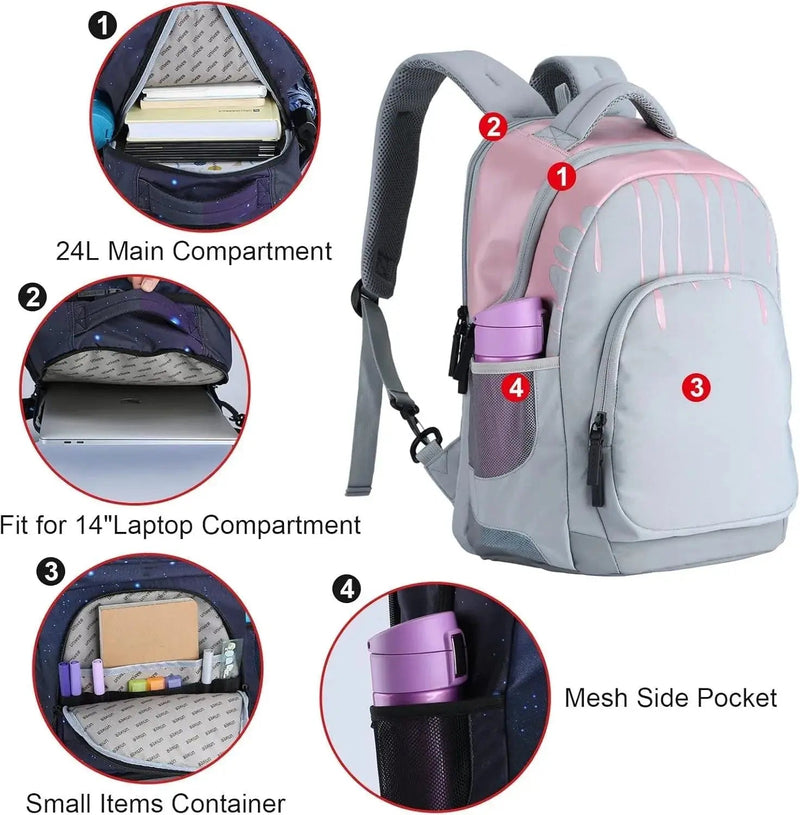 Travel Laptop Backpacks for Middle School, Computer Backpack 14 Inch,Schoolbag Teens,Travel Backpack,Backpack School - Lacatang Shop