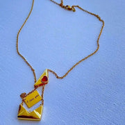 Trendy I Love You Letter Openable Envelope Shape Pendant Necklace Red Heart Zircon Stainless Steel Necklace Valentine Day Gifts - Lacatang Shop