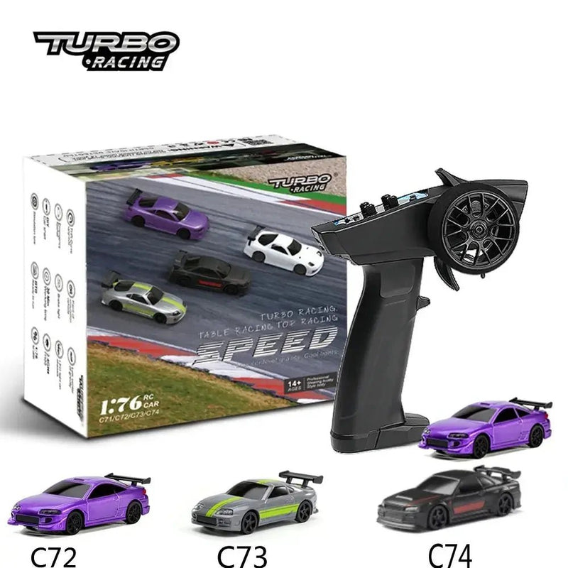 Turbo Racing 1:76 C65 C64 C63 C61 C62 C72 C73 C74 C75 RTR Flat Running Toys on Road RC Drift Car W/ Gyro Radio For Kids Adults - Lacatang Shop