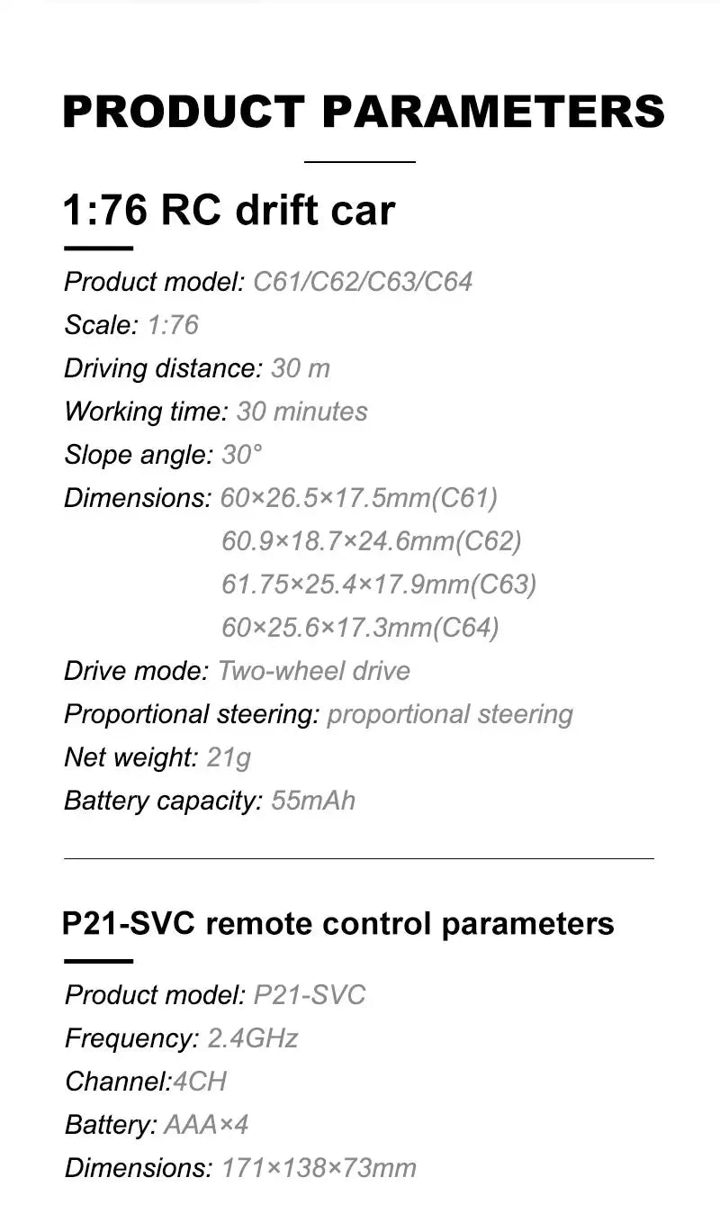 Turbo Racing 1:76 C65 C64 C63 C61 C62 C72 C73 C74 C75 RTR Flat Running Toys on Road RC Drift Car W/ Gyro Radio For Kids Adults - Lacatang Shop
