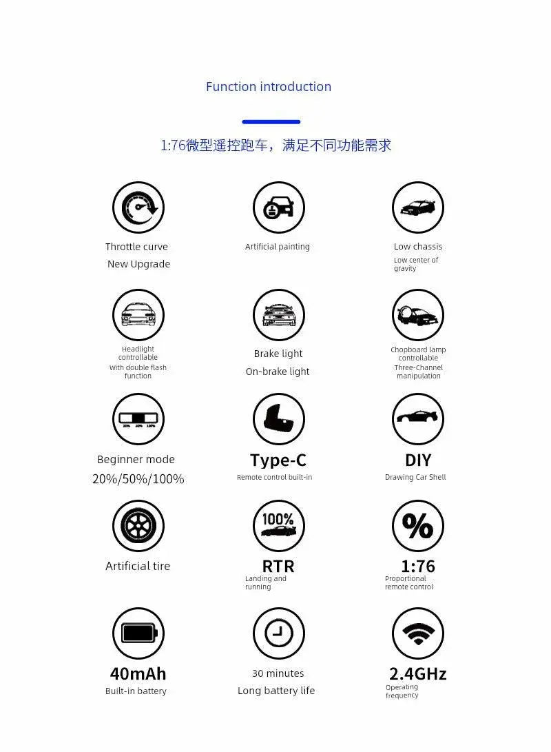 Turbo Racing 1:76 Miniature Full - Scale C71c72c73c74 Remote Control Electric Drift Sports Car Toy - Lacatang Shop