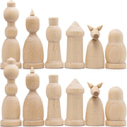 Unfinished Wood Chess Pieces Only Set of 32 Pcs Paint Your Own Chess Set DIY Kit - Lacatang Shop
