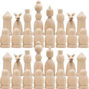 Unfinished Wood Chess Pieces Only Set of 32 Pcs Paint Your Own Chess Set DIY Kit - Lacatang Shop