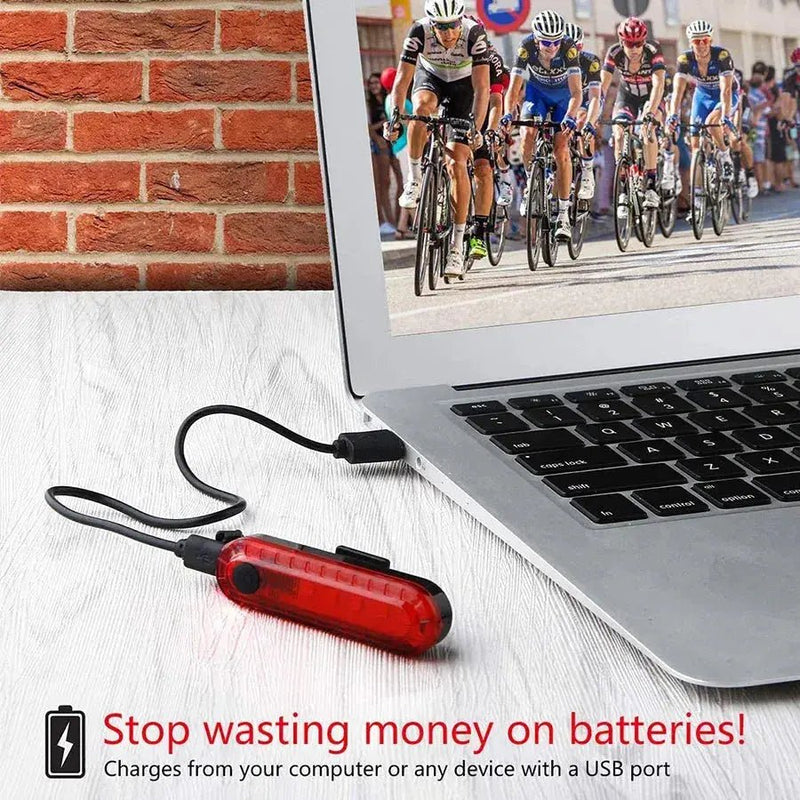 USB Rechargeable Red LED Bicycle Tail Light - Bright Rear Safety Light for Night Riding with 4 Modes - Lacatang Shop