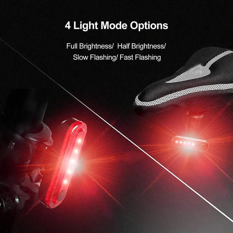 USB Rechargeable Red LED Bicycle Tail Light - Ultra Bright Rear Bike Safety Light for Night Riding with 4 Lighting Modes - Lacatang Shop