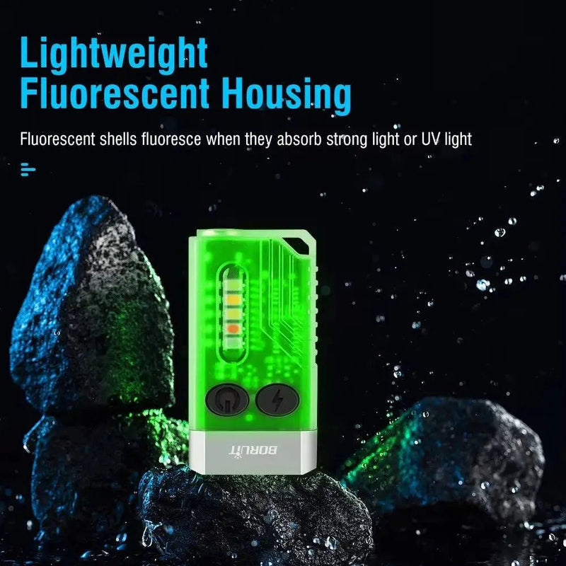 V10 EDC Keychain Light 1000 LM Powerful LED Flashlight Type - C Rechargeable Uv Lamp Tiki Fishing Torch Camping Lantern - Lacatang Shop