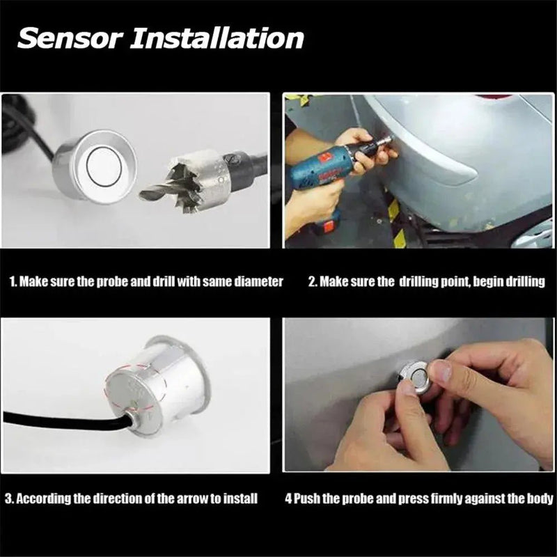 Vehicle Parking Sensor LCD Display with Switch Car Reverse Radar Parking Distance Rear 4 Sensors Backup Alarm System Buzzer - Lacatang Shop