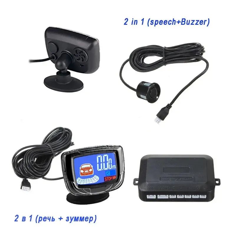 Vehicle Parking Sensor LCD Display with Switch Car Reverse Radar Parking Distance Rear 4 Sensors Backup Alarm System Buzzer - Lacatang Shop