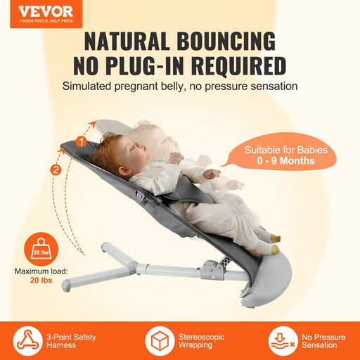 VEVOR Baby Bouncer Folding Bouncer Seat Chair for Babies with 2 Reclining Angles - Lacatang Shop