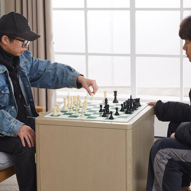 VEVOR Tournament Chess Set, 20 Inch Roll - Up Beginner Chess Board, Foldable Silicone Chess Game with Plastic Weighted Chess Pieces & Storage Bag, Portable Travel Chess Board Gift for Adult Kid Family - Lacatang Shop