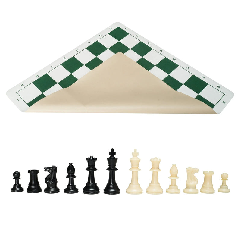 VEVOR Tournament Chess Set, 20 Inch Roll - Up Beginner Chess Board, Foldable Silicone Chess Game with Plastic Weighted Chess Pieces & Storage Bag, Portable Travel Chess Board Gift for Adult Kid Family - Lacatang Shop