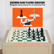 VEVOR Tournament Chess Set, 20 Inch Roll - Up Beginner Chess Board, Foldable Silicone Chess Game with Plastic Weighted Chess Pieces & Storage Bag, Portable Travel Chess Board Gift for Adult Kid Family - Lacatang Shop