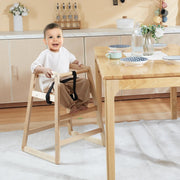 VEVOR Wooden High Chair for Babies & Toddlers, Double Solid Wood Feeding Chair, Eat & Grow Portable High Chair, Easy to Clean Baby Booster Seat, Compact Toddler Chair, Natural - Lacatang Shop