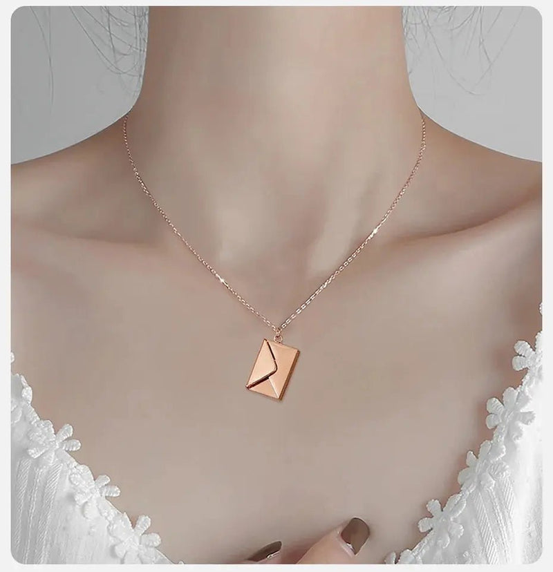 Vnox 2022 New Trendy Envelope Necklaces for Women Girls Jewelry, Gold Color Stainless Steel Email Pendant Collar Keepsake Gifts - Lacatang Shop