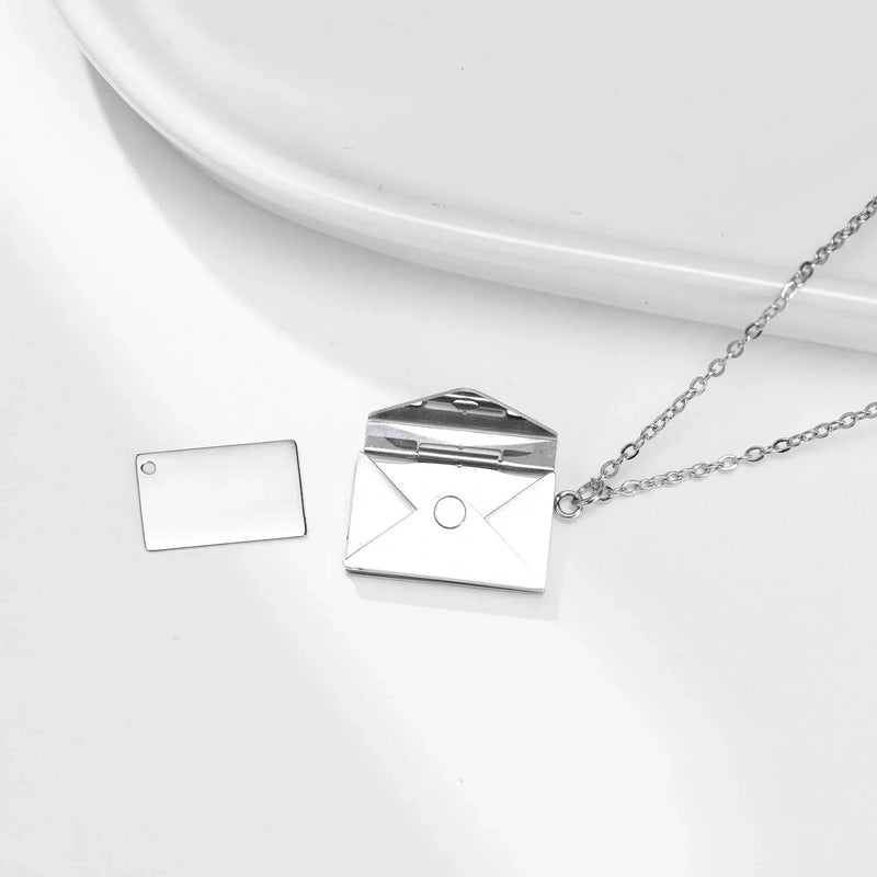 Vnox 2022 New Trendy Envelope Necklaces for Women Girls Jewelry, Gold Color Stainless Steel Email Pendant Collar Keepsake Gifts - Lacatang Shop