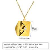 Vnox 2022 New Trendy Envelope Necklaces for Women Girls Jewelry, Gold Color Stainless Steel Email Pendant Collar Keepsake Gifts - Lacatang Shop