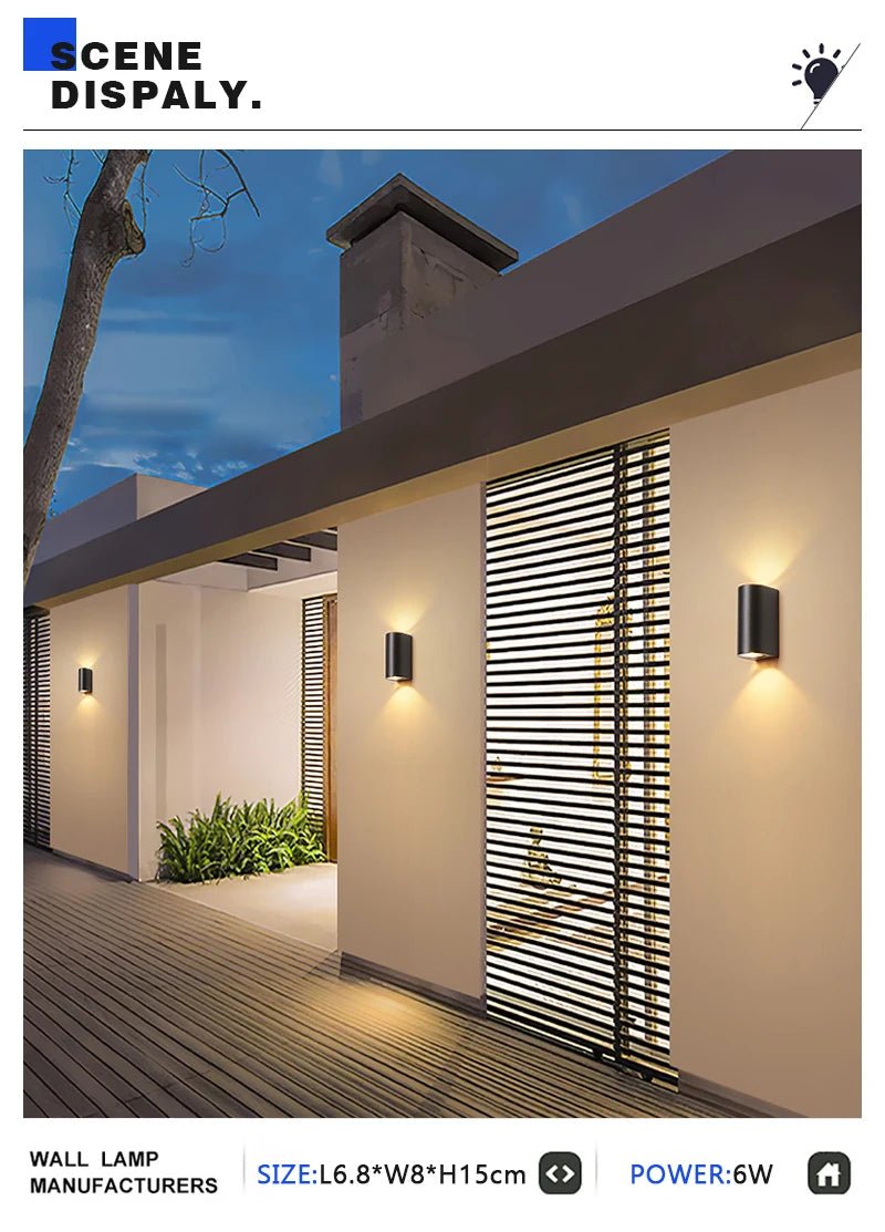 Waterproof LED Outdoor Wall Lamp IP65 Upper Lower Lighting Porch Garden Lamp Indoor Bedroom Bedside Home Decor Wall Light - Lacatang Shop