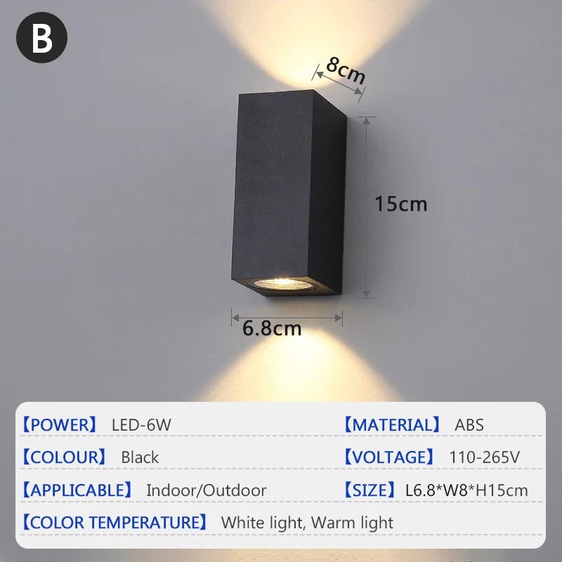 Waterproof LED Outdoor Wall Lamp IP65 Upper Lower Lighting Porch Garden Lamp Indoor Bedroom Bedside Home Decor Wall Light - Lacatang Shop