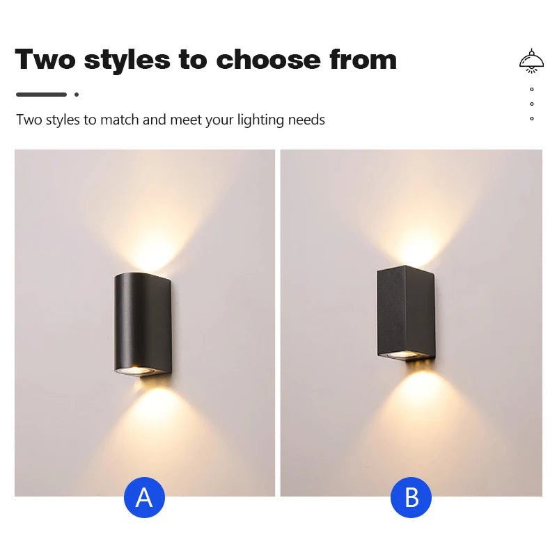 Waterproof LED Outdoor Wall Lamp IP65 Upper Lower Lighting Porch Garden Lamp Indoor Bedroom Bedside Home Decor Wall Light - Lacatang Shop