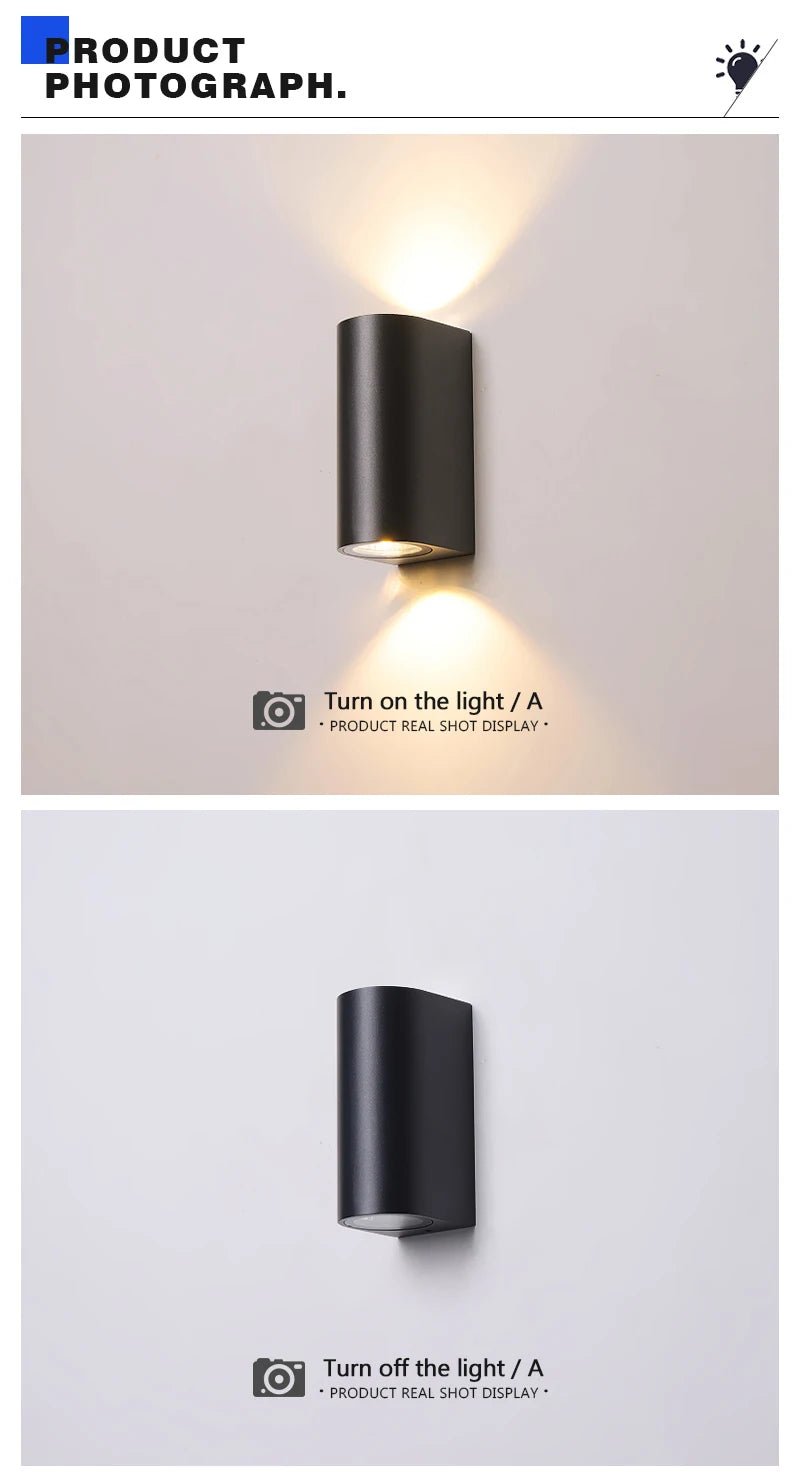 Waterproof LED Outdoor Wall Lamp IP65 Upper Lower Lighting Porch Garden Lamp Indoor Bedroom Bedside Home Decor Wall Light - Lacatang Shop