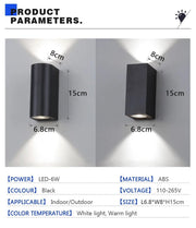 Waterproof LED Outdoor Wall Lamp IP65 Upper Lower Lighting Porch Garden Lamp Indoor Bedroom Bedside Home Decor Wall Light - Lacatang Shop